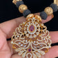 CZ Pendant Antique Thread Necklace Set | Traditional Indian Jewelry