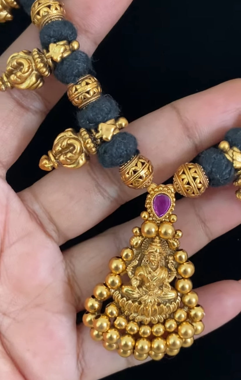 Antique Temple Thread Necklace Set | Traditional Indian Jewelry