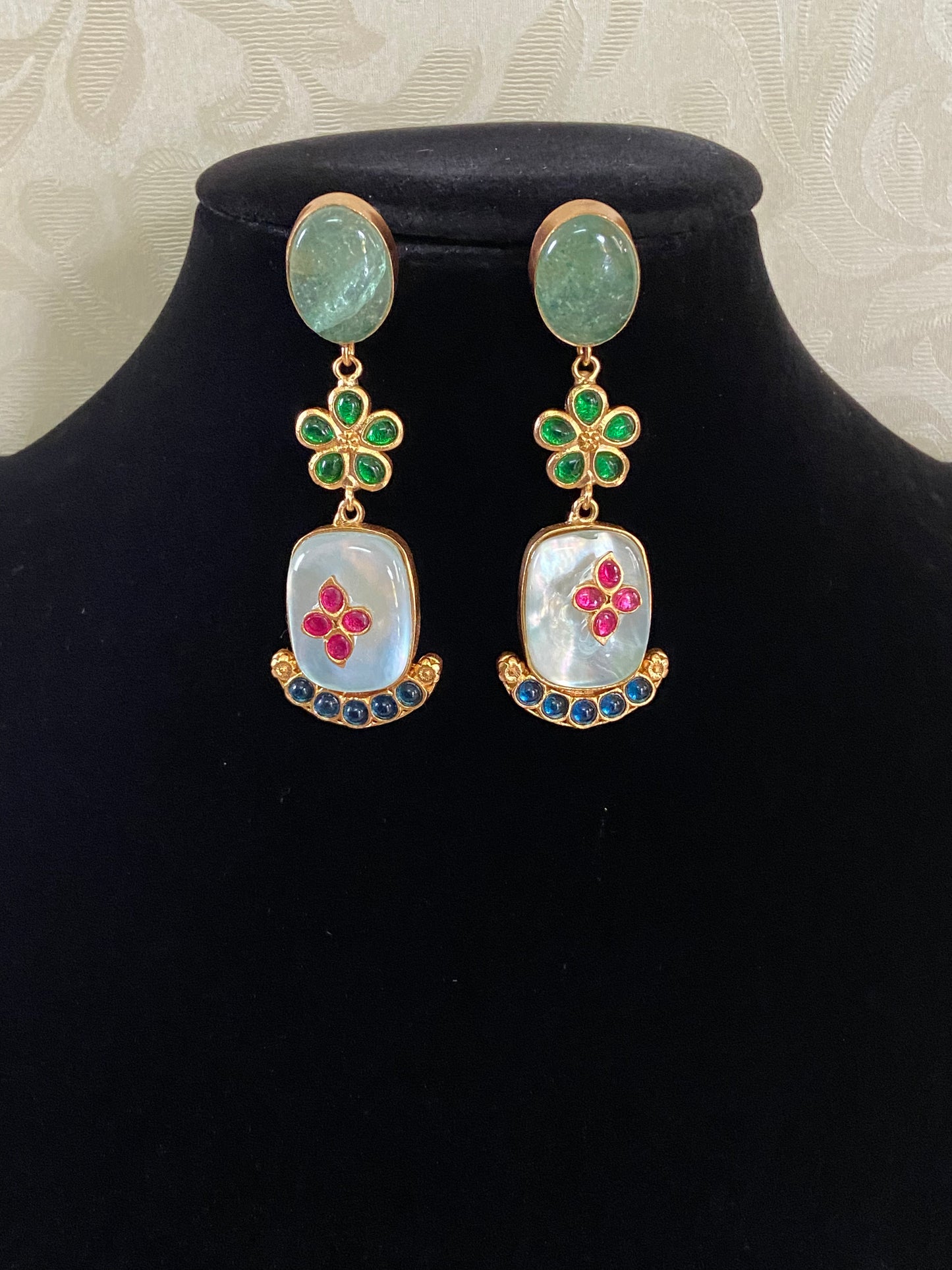 Semi Precious Kundan Earrings | Fusion Kundan Earrings
