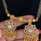 Antique Ruby Green Long Mangalasutra | Black Beads Necklace