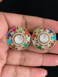 AD Navaratan Kundan Studs | Traditional Jewelry