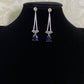 CZ Blue Sapphire Earrings | Rhodium Earrings