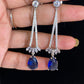 CZ Blue Sapphire Earrings | Rhodium Earrings
