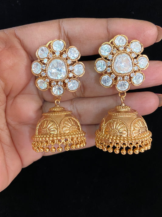 Moissanite Stud Antique Jumkis | Indian Jumki Earrings In USA