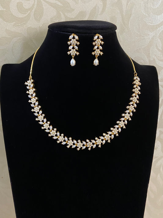 Moti Floral Necklace With Earrings | Indian Jewelry In USA