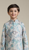 Boys Aqua Green Floral Printed Kurta Set