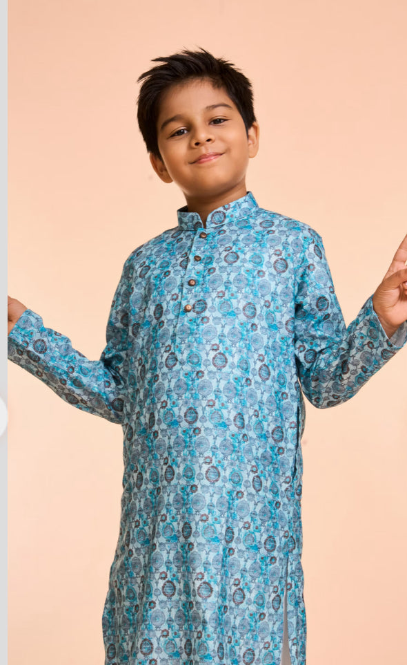 Turquoise Blue Youth Kurta Pajama