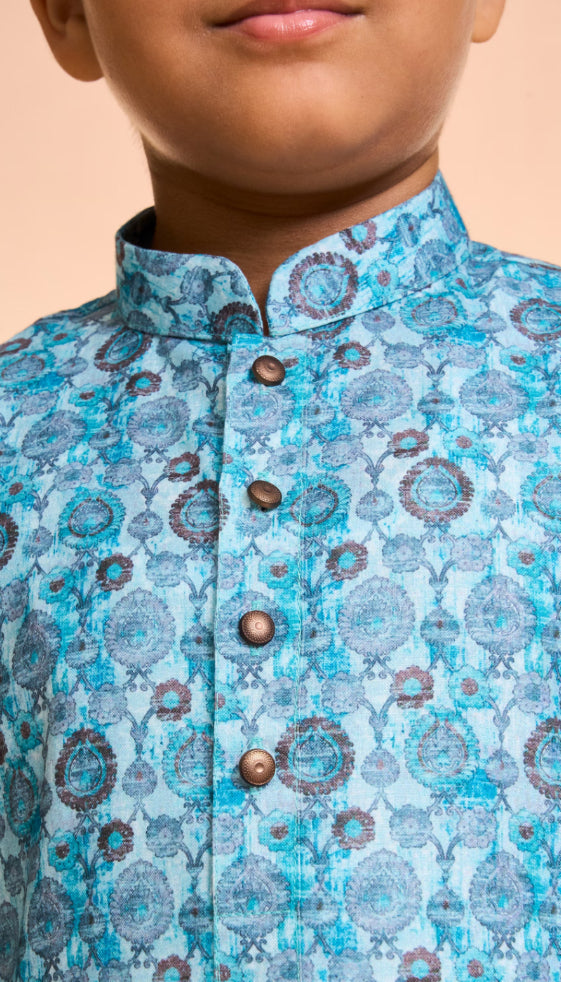Turquoise Blue Youth Kurta Pajama