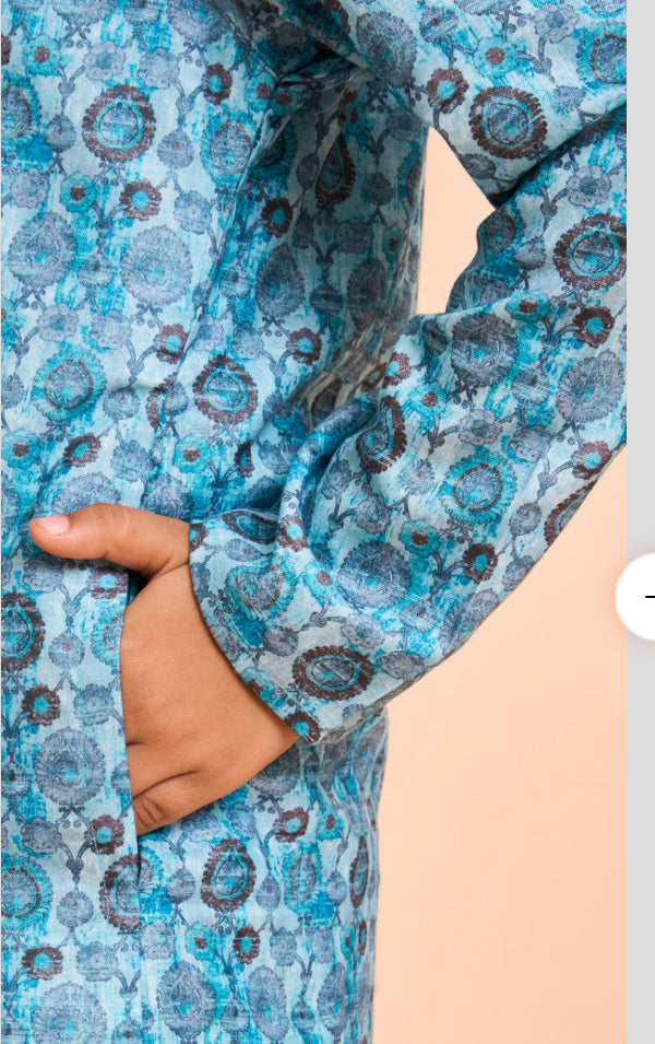 Turquoise Blue Youth Kurta Pajama