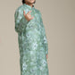 Boys Soft Green Floral Printed Kurta Set