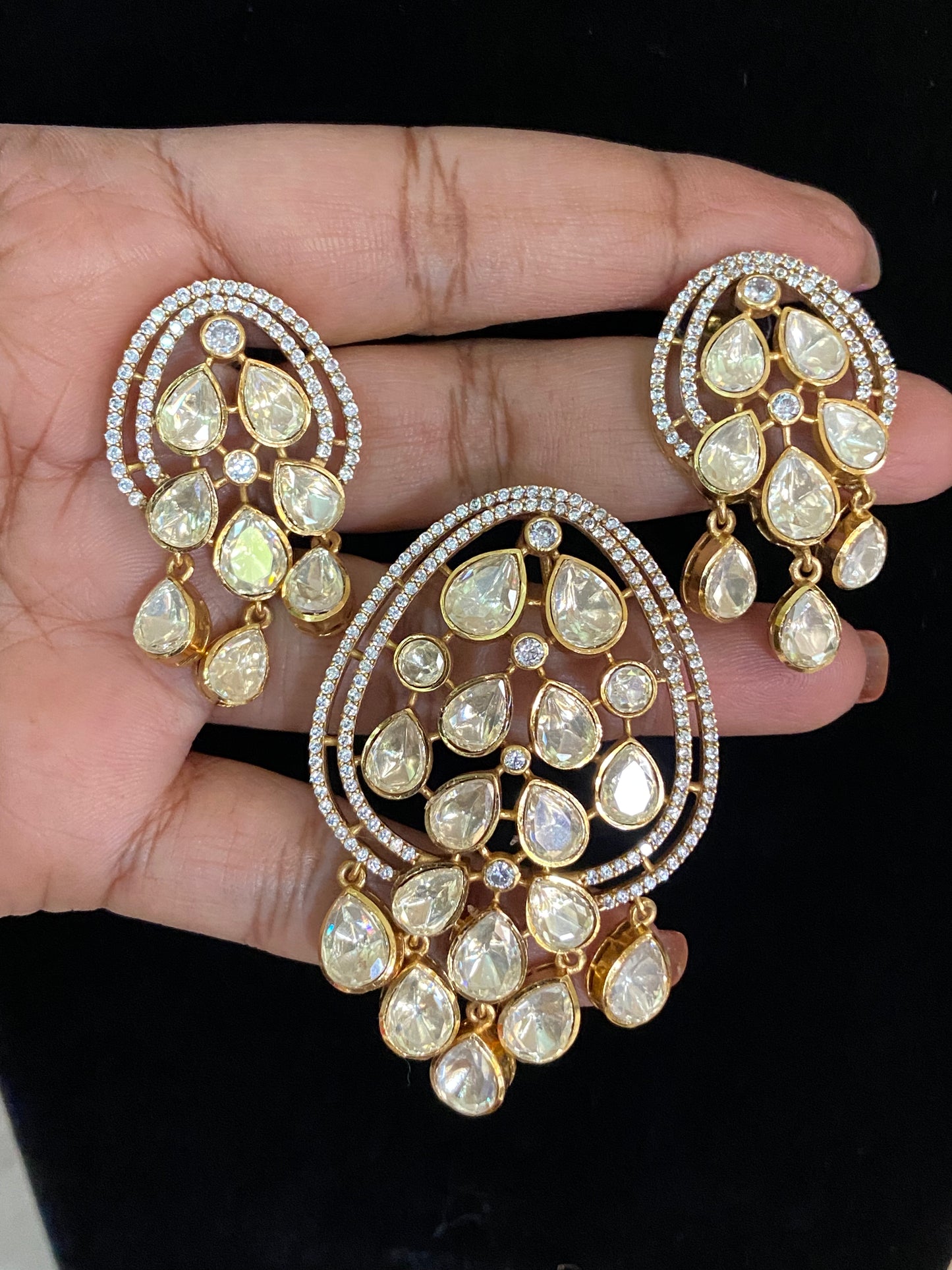 Moissanite Polki Pendant Set | Indian Jewelry In USA