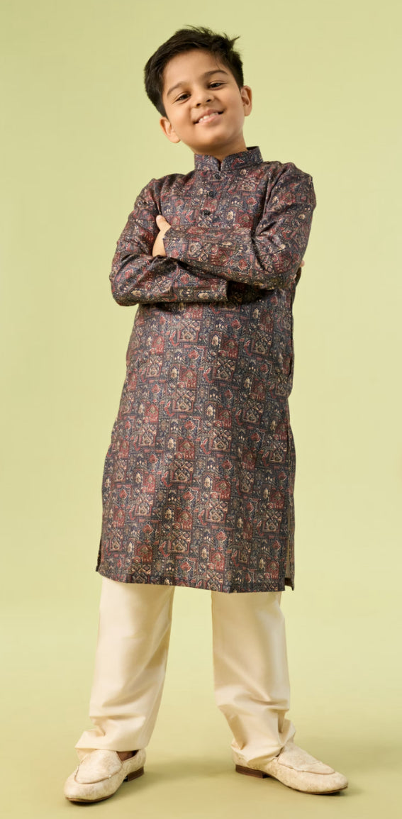 Majestic Royal Blue Boys Kurta Pajama