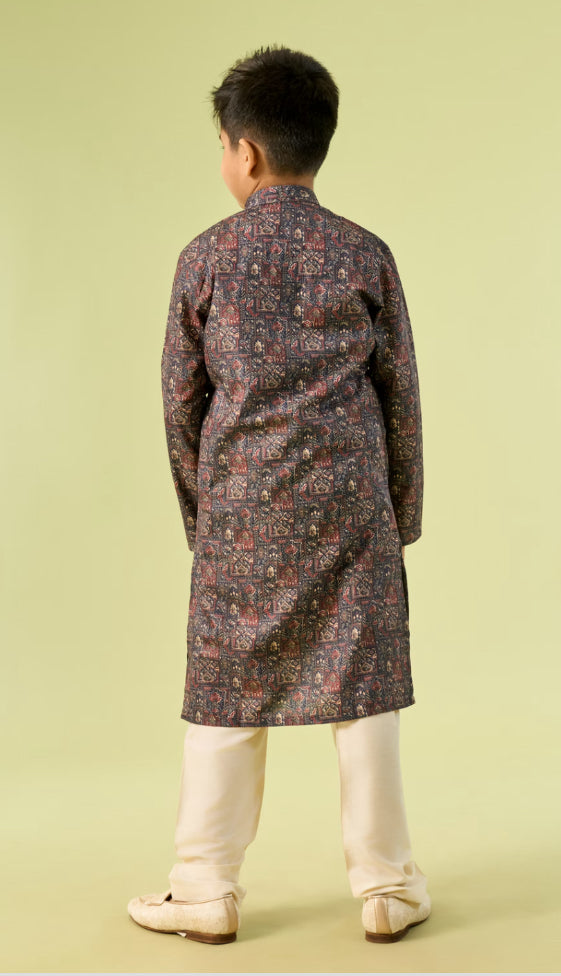 Majestic Royal Blue Boys Kurta Pajama