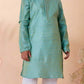 Boys Jade Blue Jacquard Kurta Set