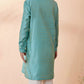 Boys Jade Blue Jacquard Kurta Set