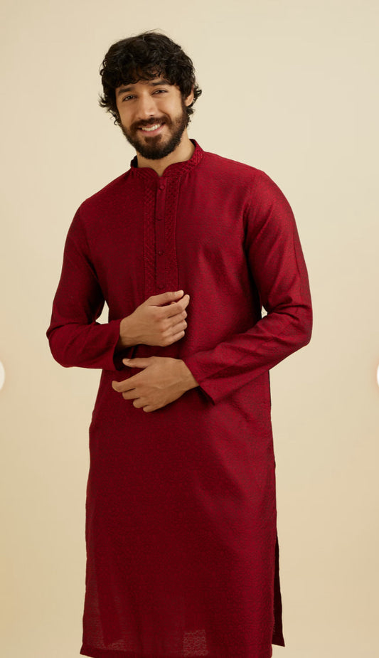 Maroon Elegance Kurta Pajama | Men Ethnic Wear | Indian Traditional Wear