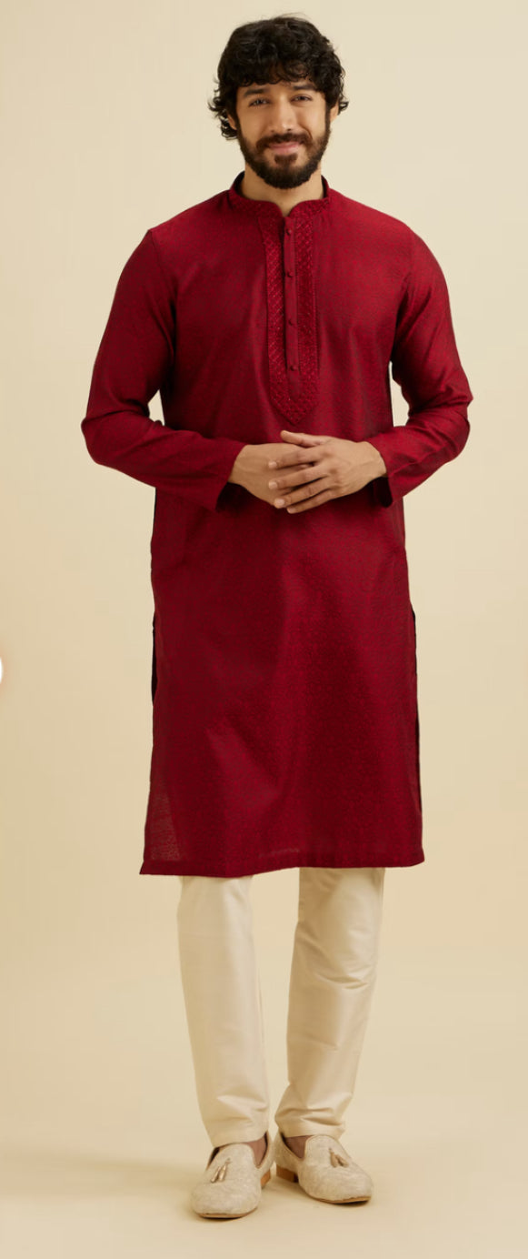 Maroon Elegance Kurta Pajama