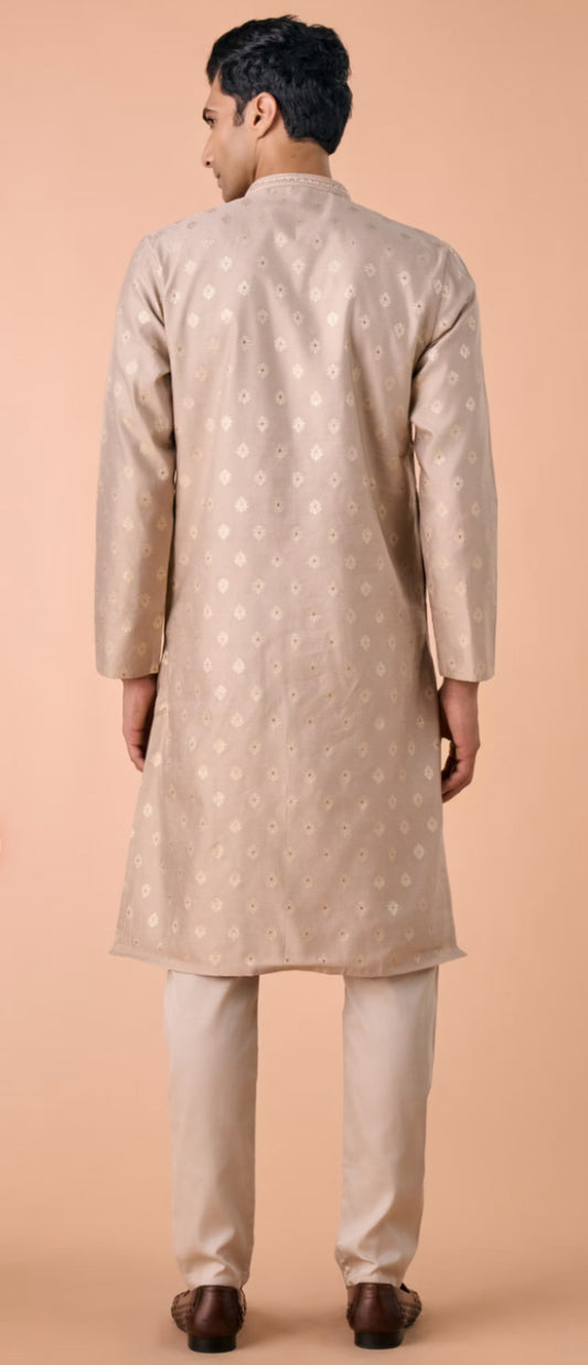 Elegant Beige Kurta Pajama Set | Men Ethnic Wear | Indian Traditional Wear