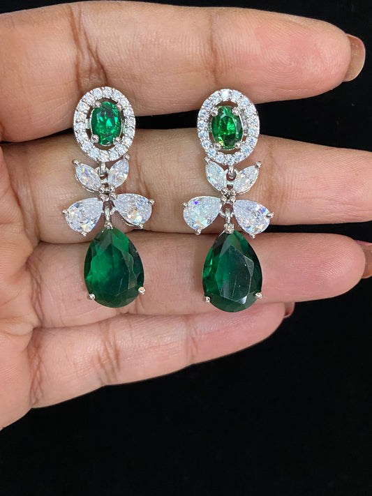 AD Crystal Rhodium Earrings | Party Wear Earrings