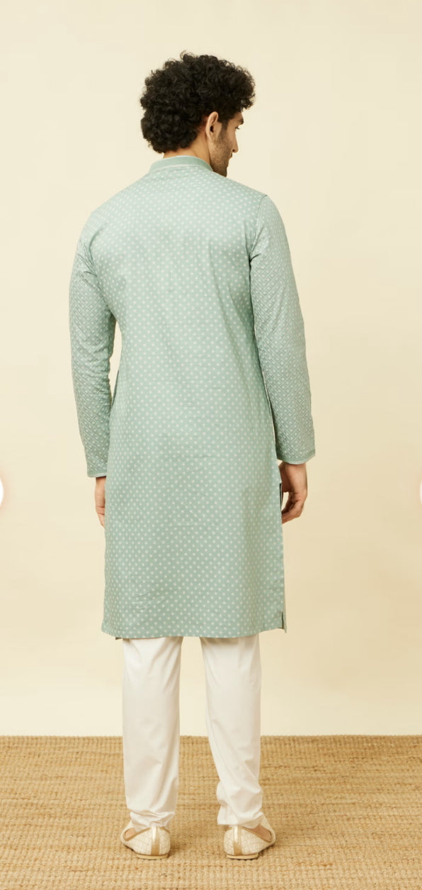 Turkish Green Diamond Patterned Kurta Set