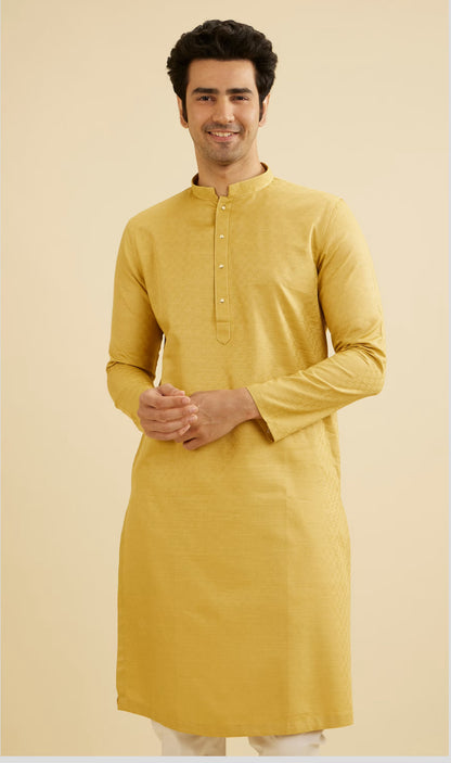 Crayola Yellow Diamond Patterned Kurta Set