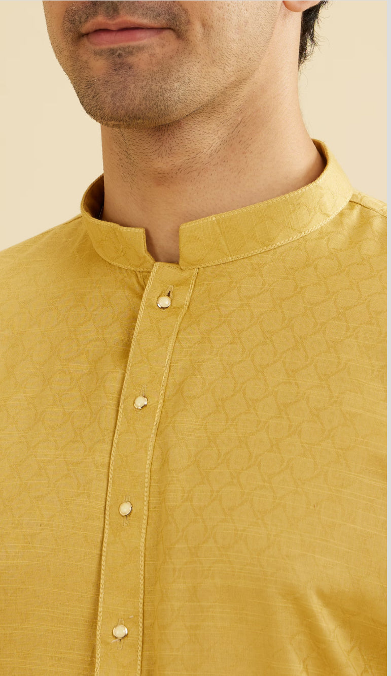 Crayola Yellow Diamond Patterned Kurta Set