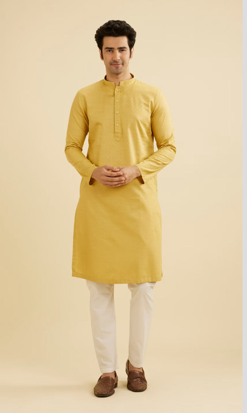 Crayola Yellow Diamond Patterned Kurta Set