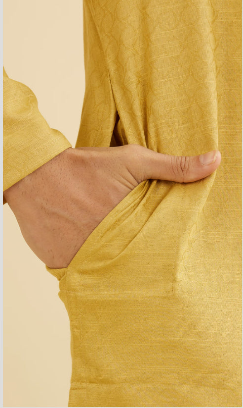 Crayola Yellow Diamond Patterned Kurta Set