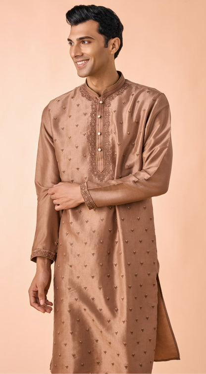 Elegant Brown Kurta and Churidar
