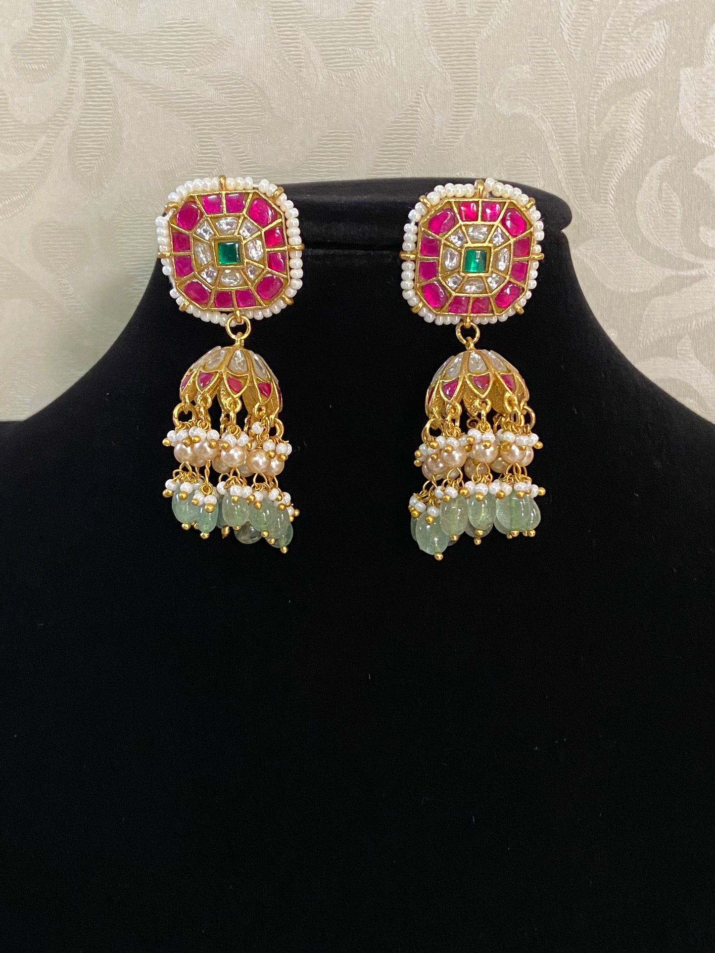 Antique Jadau Kundan Jumkis | Indian Traditional Jumki Earrings