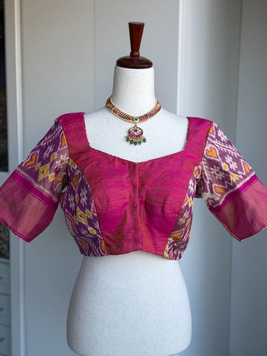 Ikat Tissue & Tissue Raw Silk Blouse | Saree Blouses Online | readymade blouses in USA