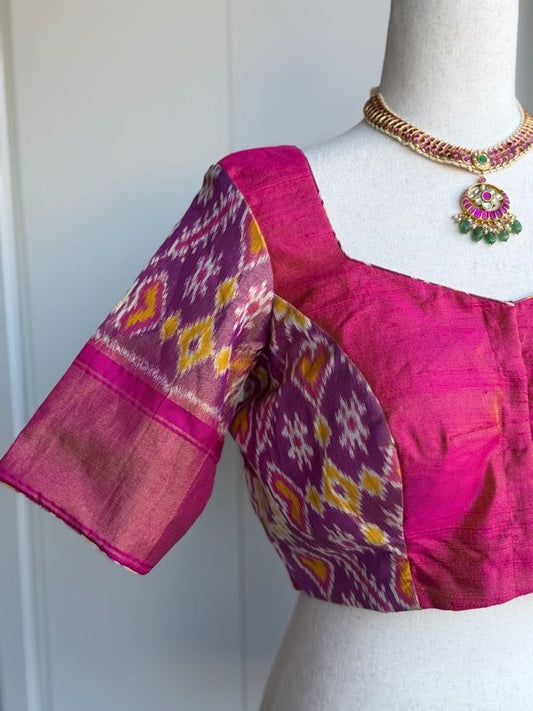 Ikat Tissue & Tissue Raw Silk Blouse | Saree Blouses Online | readymade blouses in USA