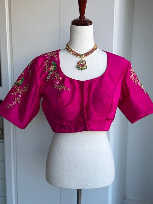 Raw Silk Embroidery Blouse | Saree Blouses in USA
