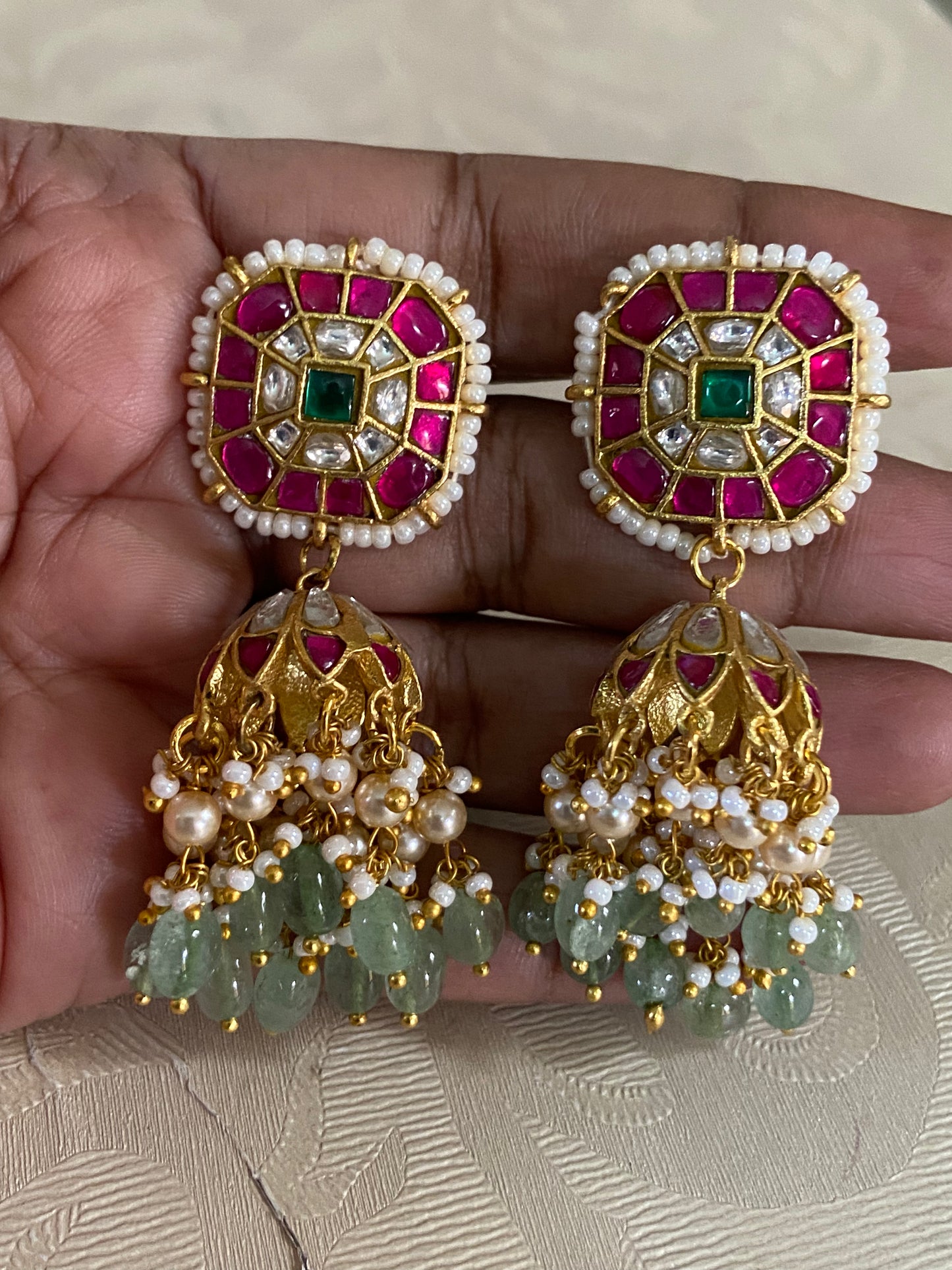 Antique Jadau Kundan Jumkis | Indian Traditional Jumki Earrings