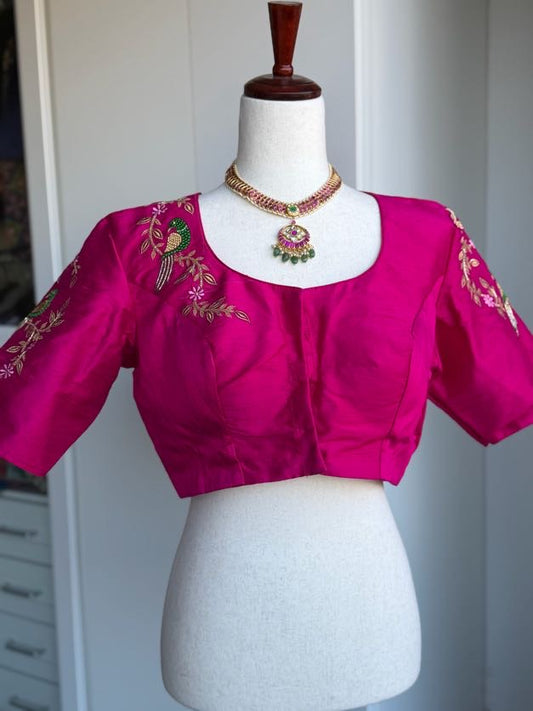 Raw Silk Embroidery Blouse | Saree Blouses in USA
