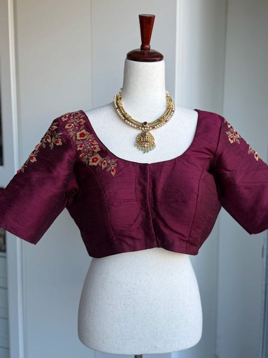 Raw Silk  Embroidery Blouse | Saree Blouses in USA