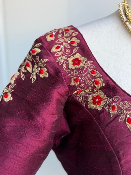 Raw Silk  Embroidery Blouse | Saree Blouses in USA