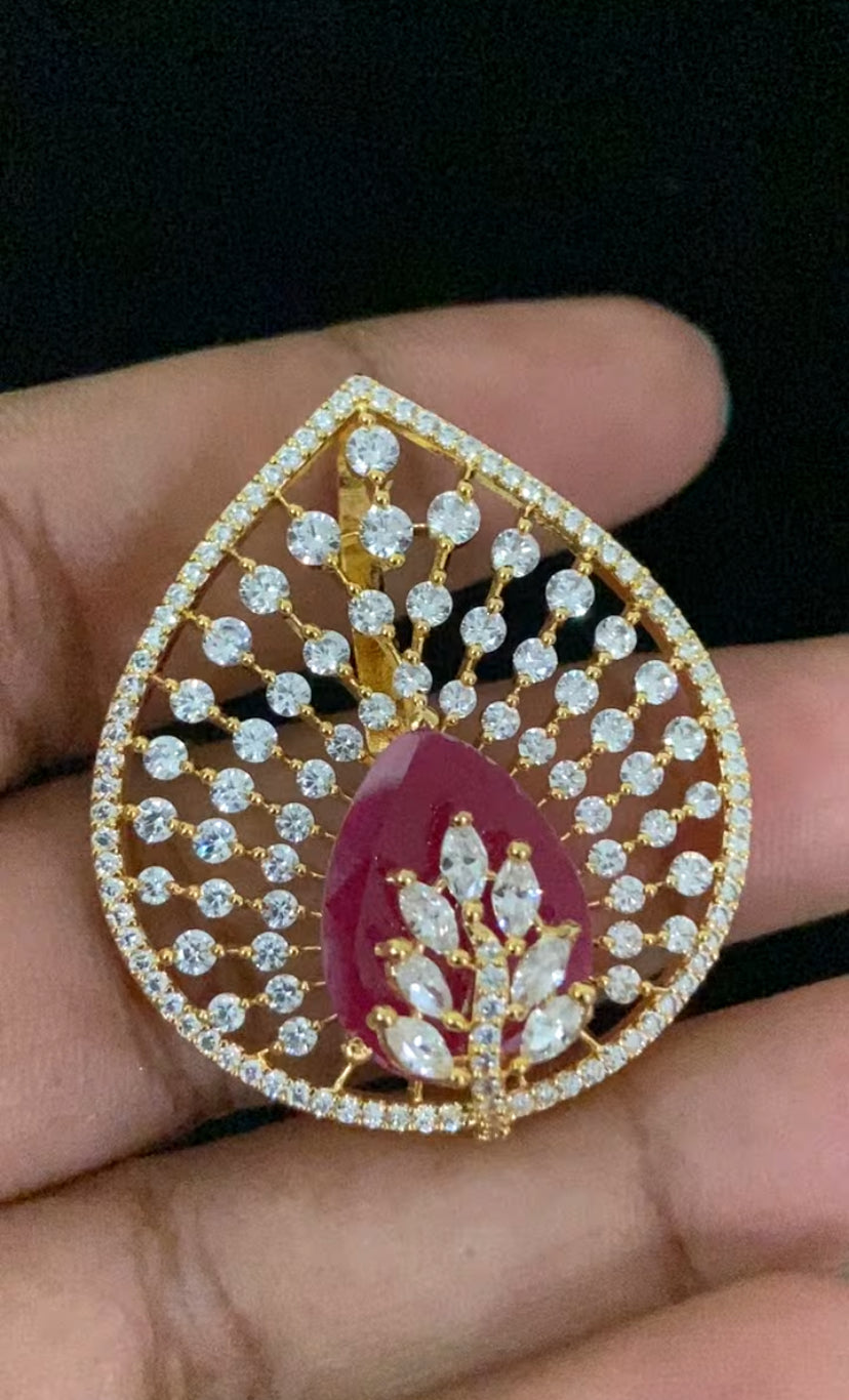 Beautiful AD Pendant With Studs | Latest Indian Jewelry