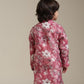 Boys Coral Pink Floral Patterned Kurta Set