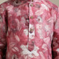 Boys Coral Pink Floral Patterned Kurta Set