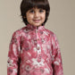 Boys Coral Pink Floral Patterned Kurta Set