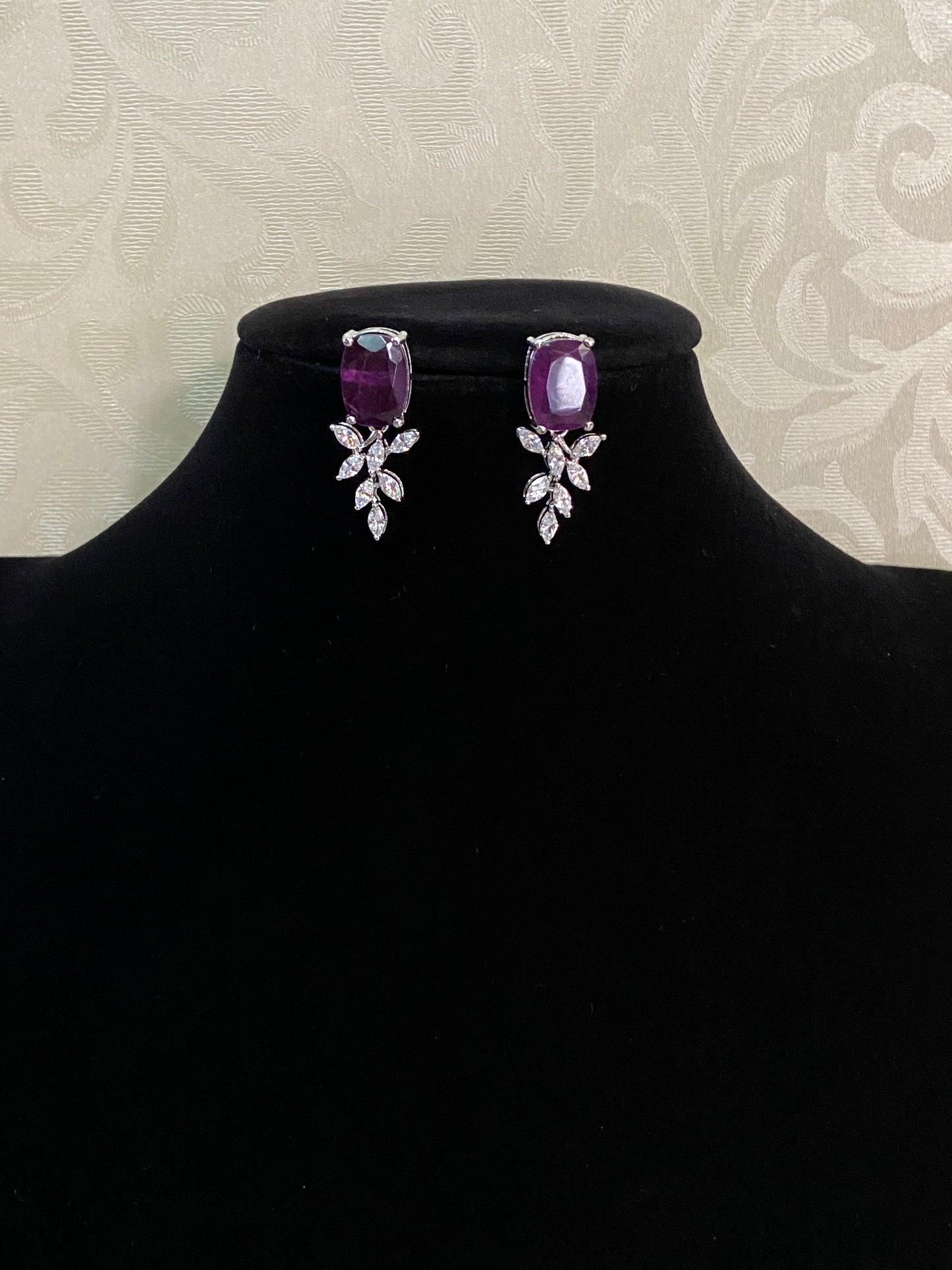 Rhodium AD Earrings | Indian Earrings In USA