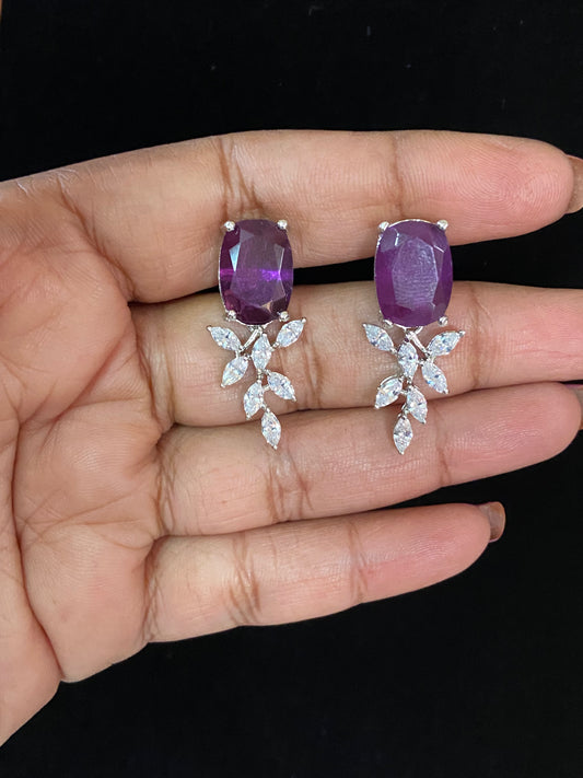 Rhodium AD Earrings | Indian Earrings In USA