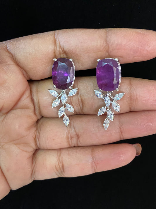 Rhodium AD Earrings | Indian Earrings In USA