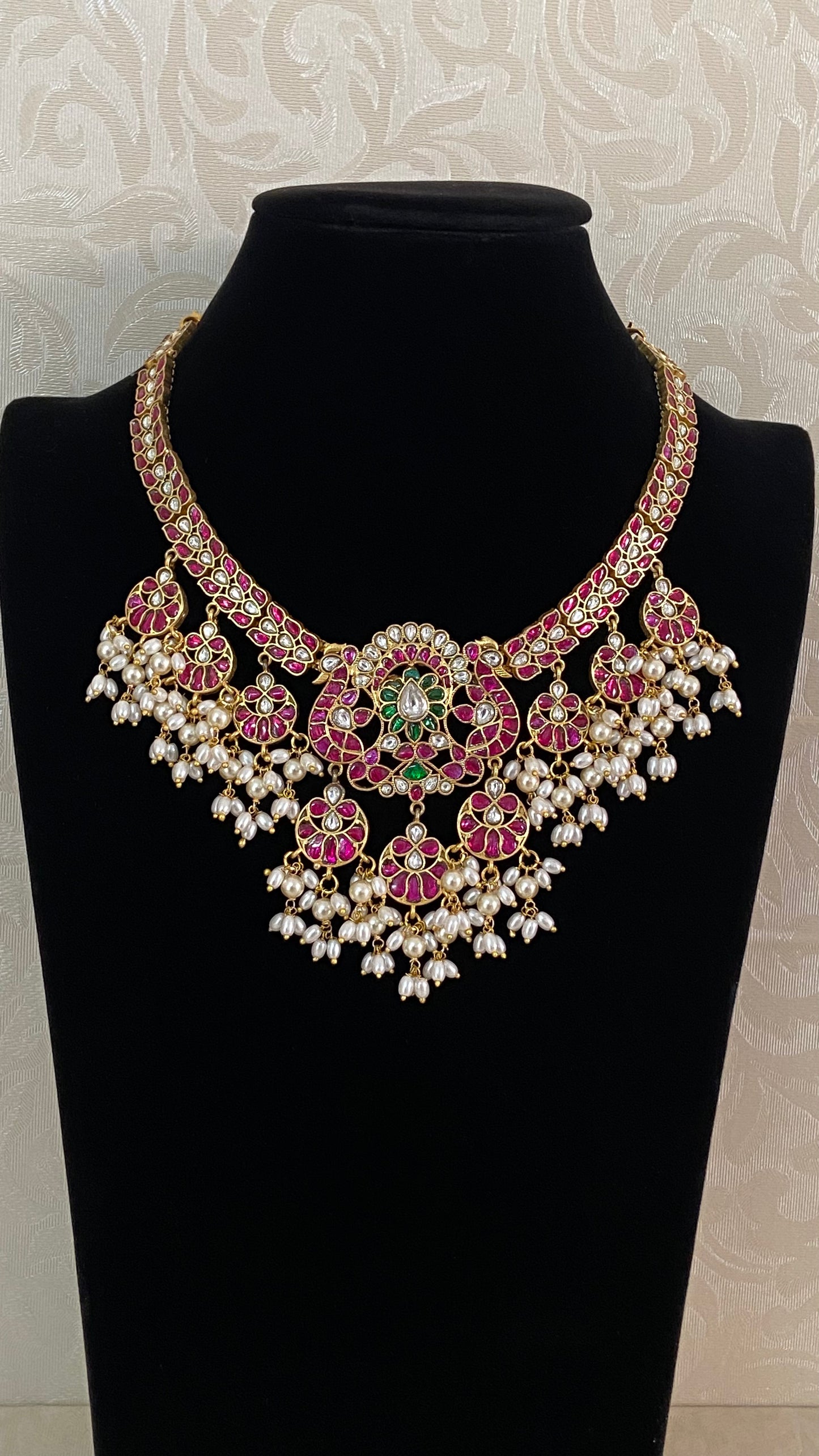 Jadau Kundan Pearl Hanging Necklace | Indian Traditional Jewelry