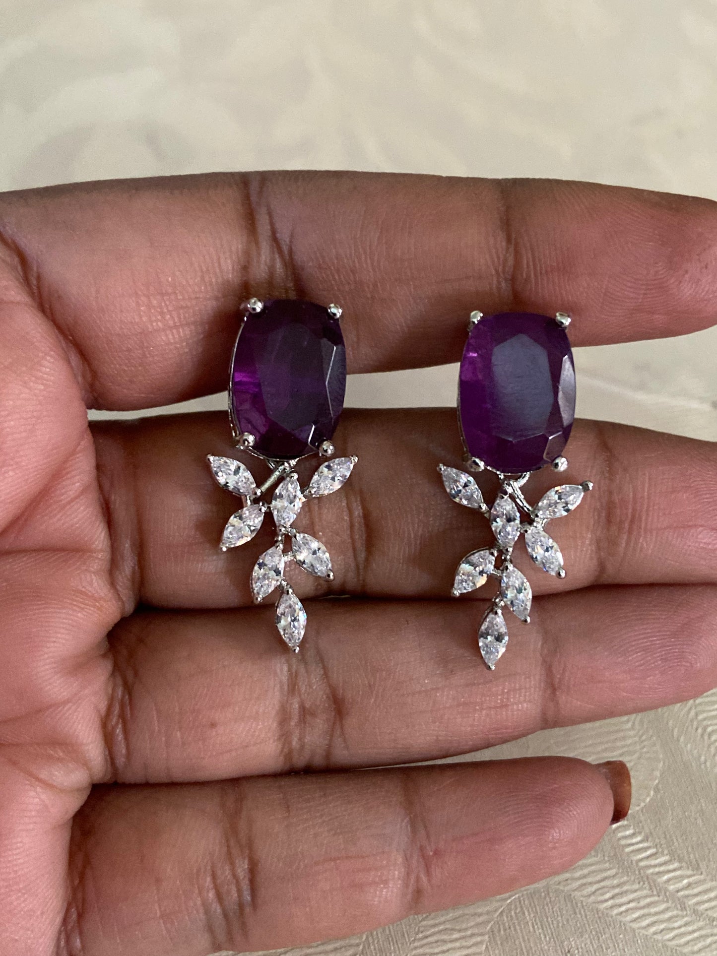 Rhodium AD Earrings | Indian Earrings In USA