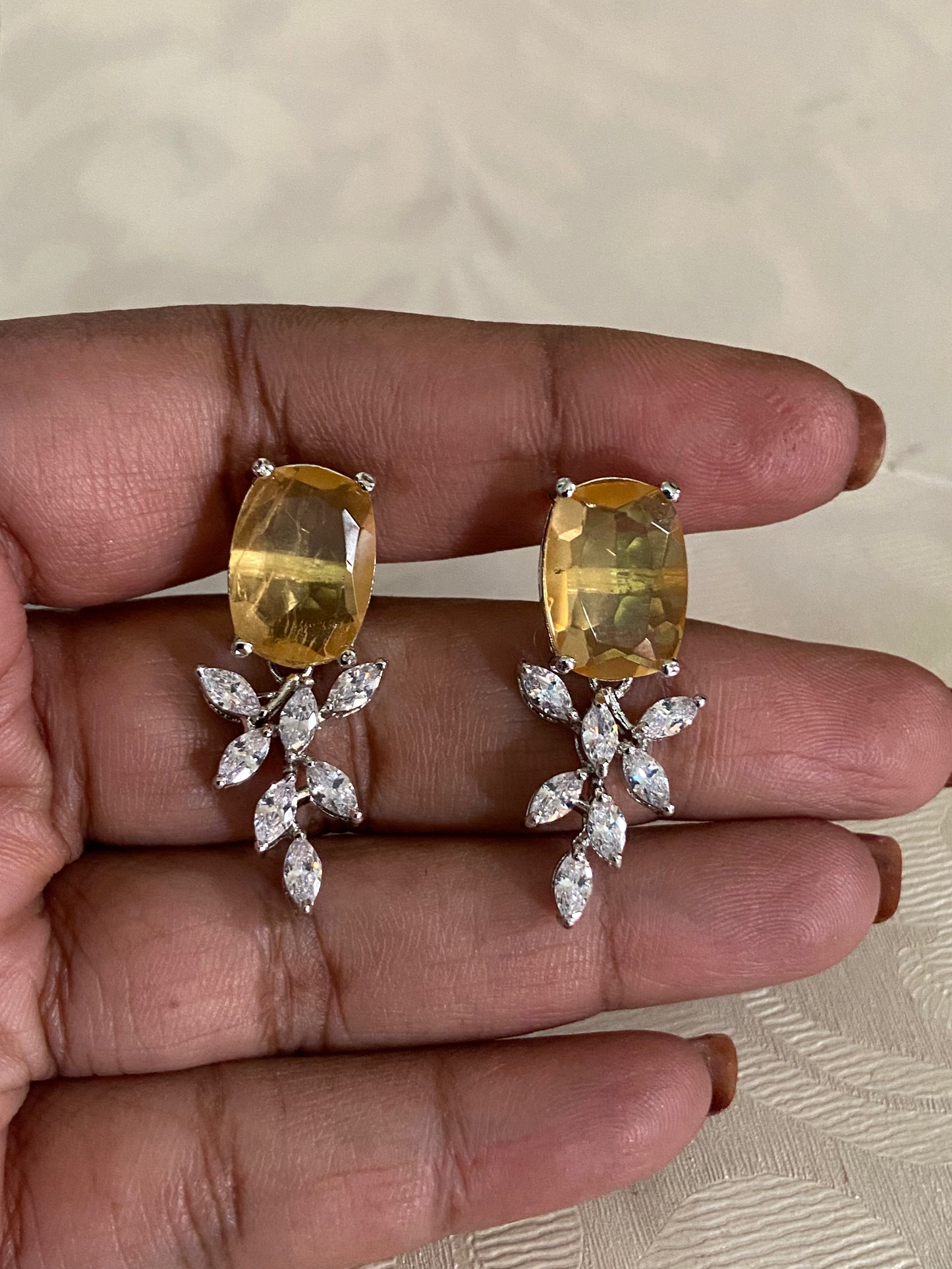 Rhodium AD Earrings | Indian Earrings In USA