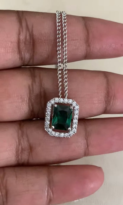 CZ Pink Pendant Simple Chain With Studs | Indian Jewelry In USA