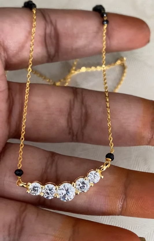 AD Pendant Mangalasutra | Traditional Black Beads Necklace