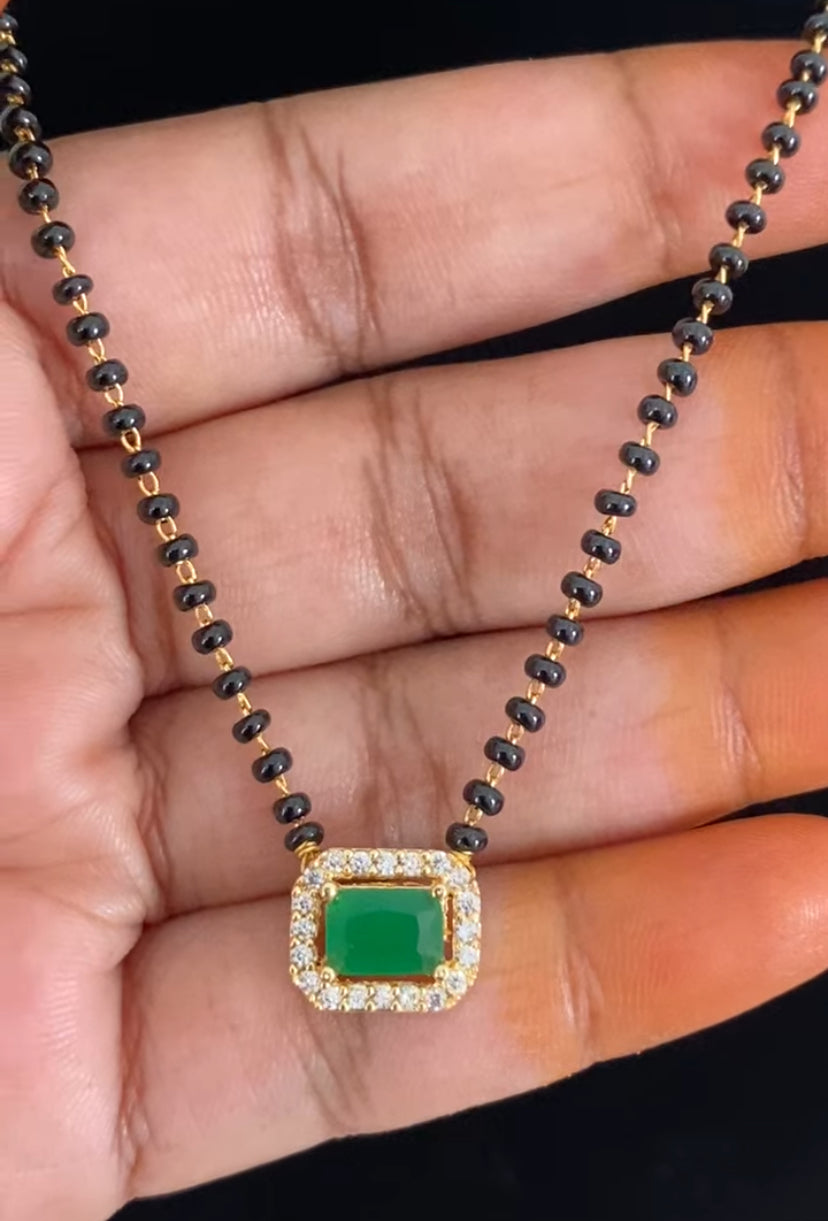 AD Pendant Simple Mangalasutra | Black Beads Necklace